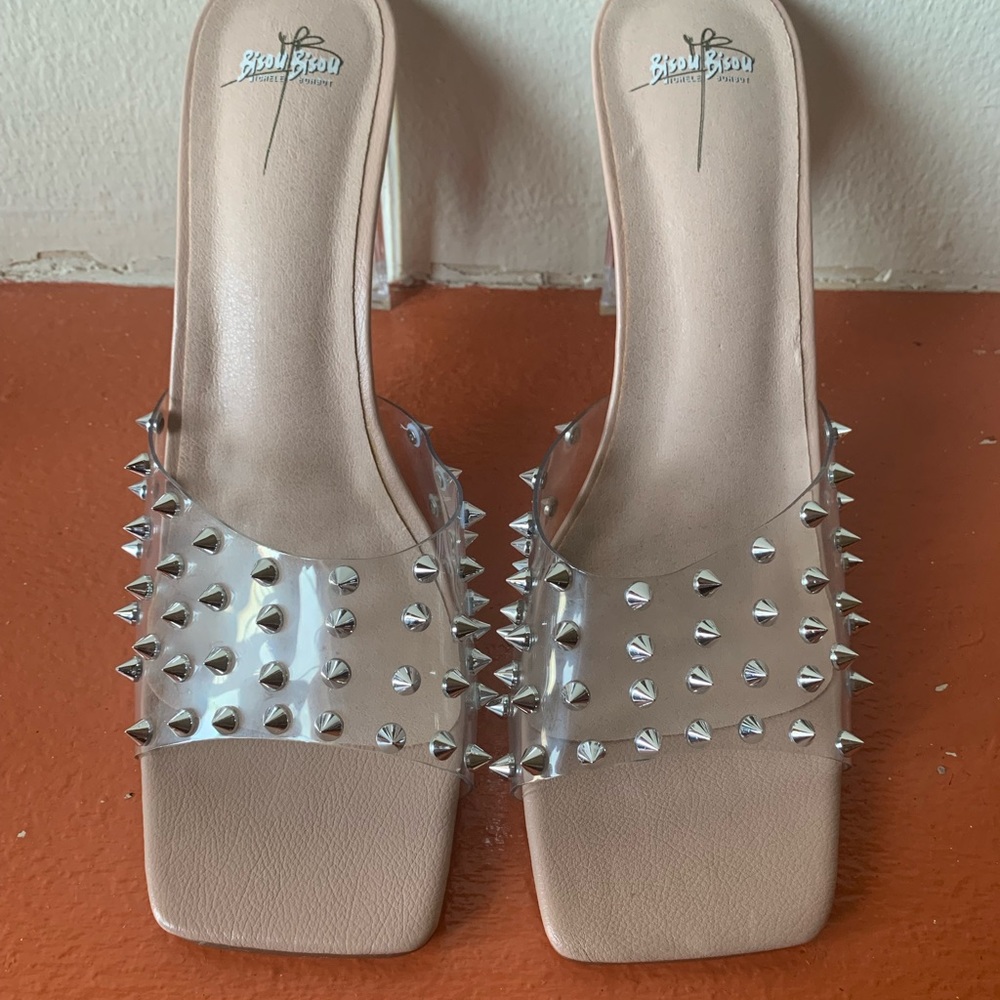 NEW Womens Studded Clear Shoes Size 10